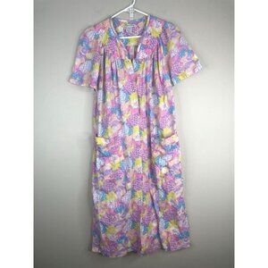 Elegant Emily Pineapple Fruit Print House Coat Small Retro Beachy Lounge Dress